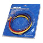 VALUE product image: Заправочный шланг R134a VRP-U-(R,Y,B)1/4-1/4 90см