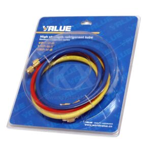 VALUE product image: Заправочный шланг R134a VRP-U-(R,Y,B)1/4-1/4 90см