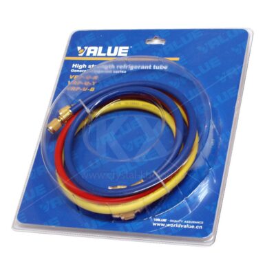 Заправочный шланг R134a VRP-U-(R,Y,B)1/4-1/4 90см